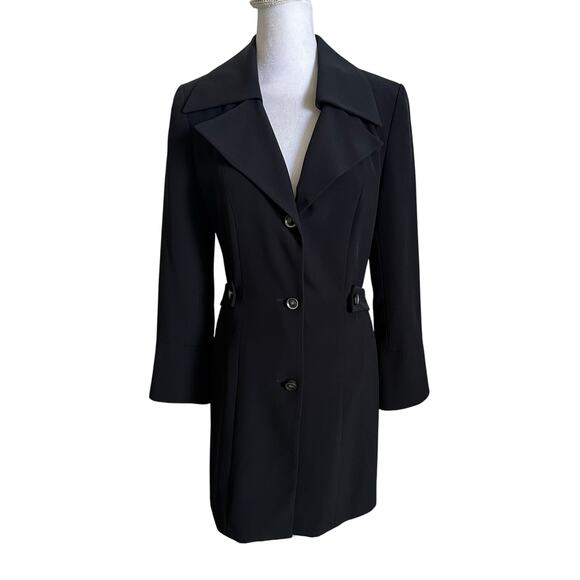 Vtg Tempo Paris Black Trench Coat 90s Black size 6